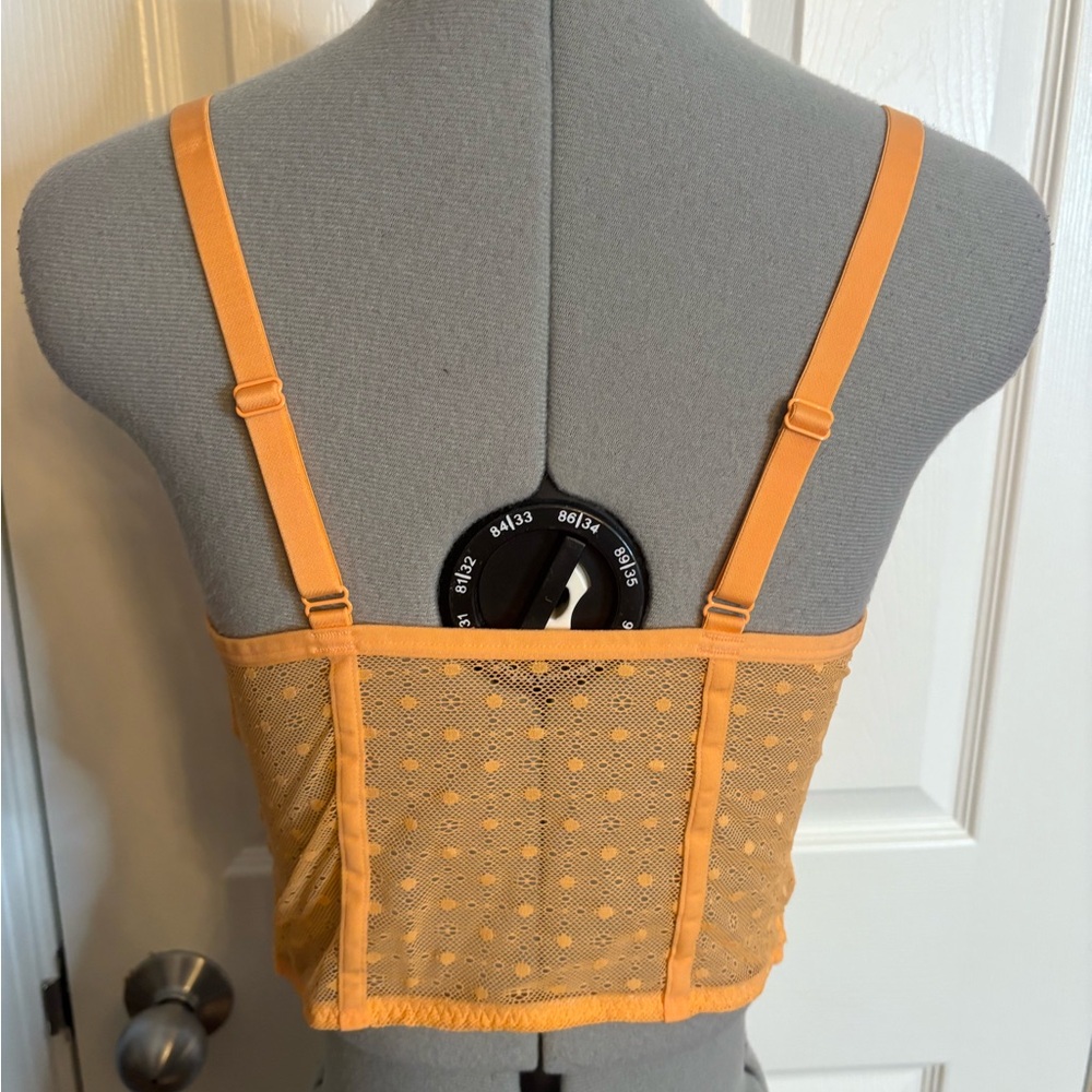 🌹No Boundaries Juniors Lace & Dot Mesh Bustier, Large - Picture 3 of 4